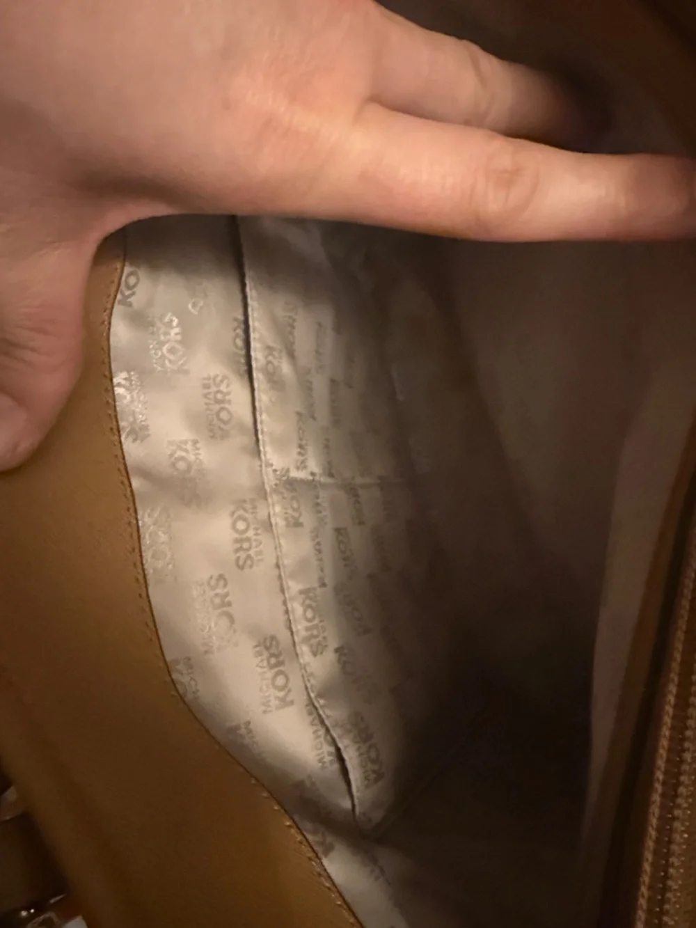 Michael Kors Cognac Saffiano Leather Tote with Front Pocket - Picture 13 of 16